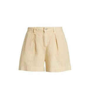 L'AGENCE Pleated Shorts Size 27 Beige Linen High Rise Comfort Button